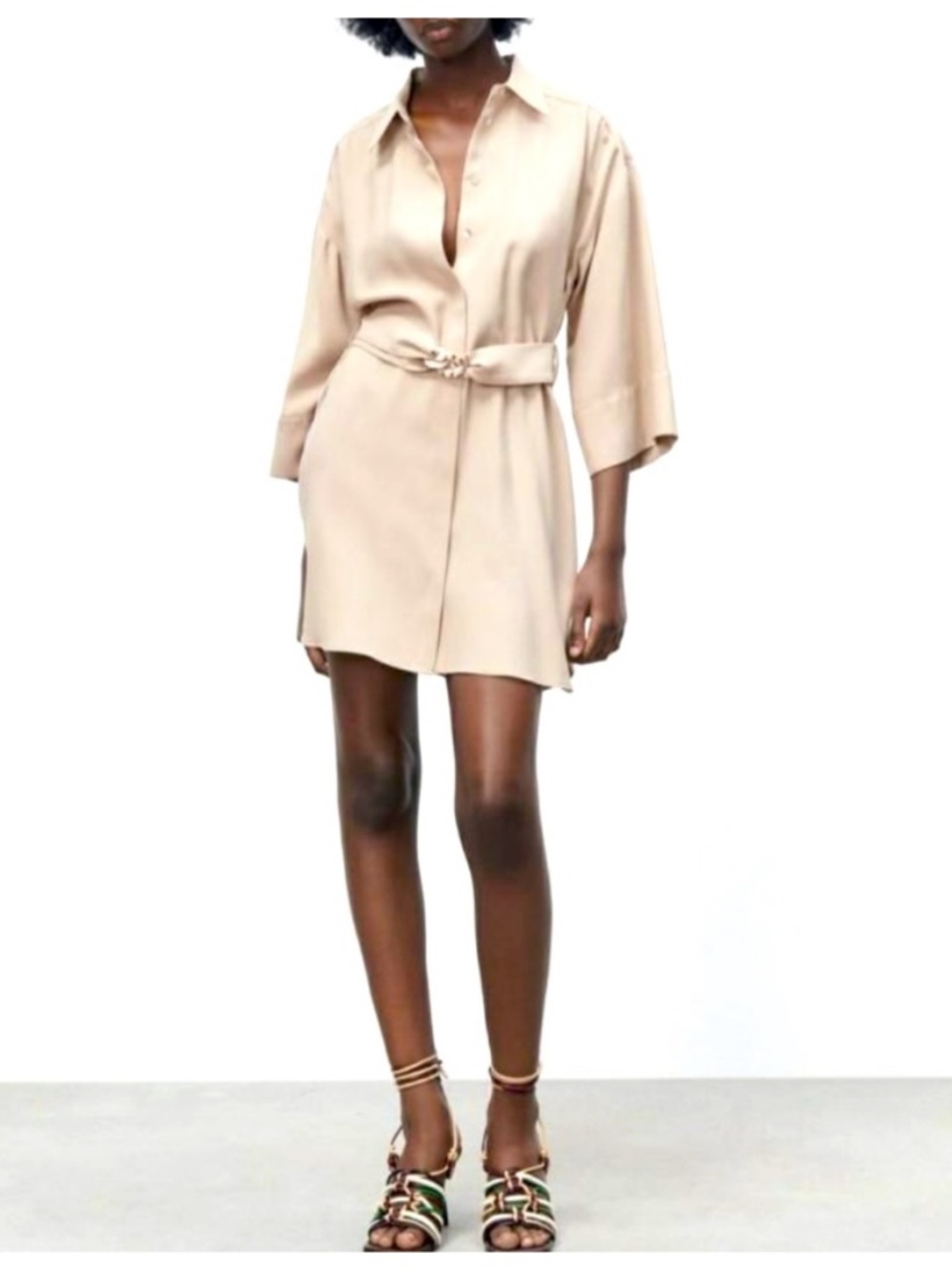 Zara belted shirt dress